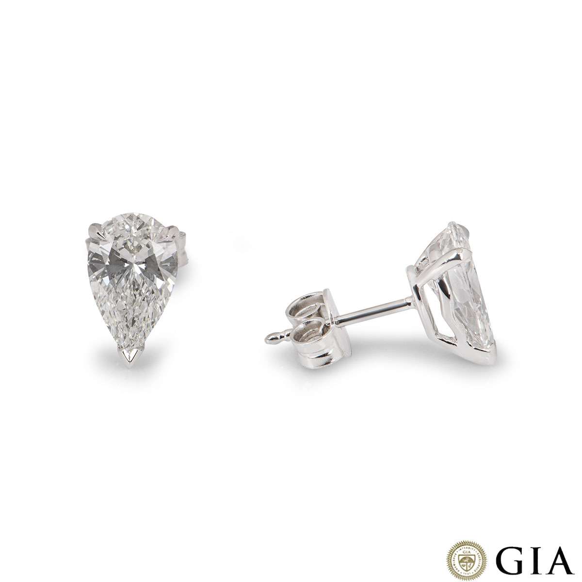 White Gold Pear Cut Diamond Earrings 2.38ct TDW | Rich Diamonds